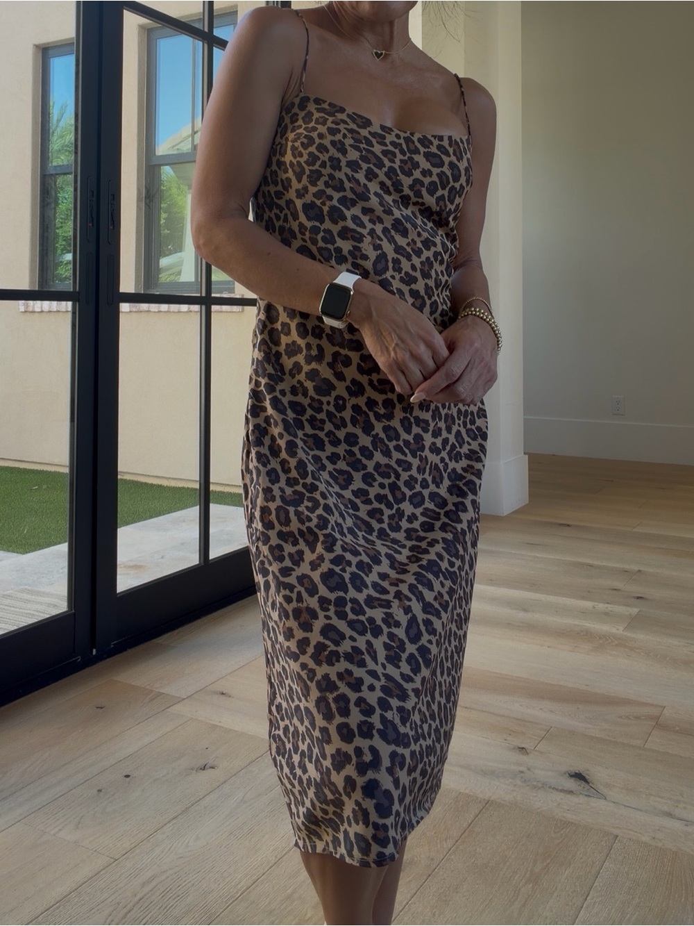 Abercrombie & Fitch Black and Brown Slip Midi Dress